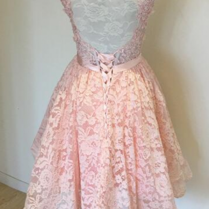 Pink Homecoming Dresses, Lace Homecoming Dresses,..