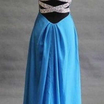 Pretty Handmade Blue Sequins Prom Dresses , Blue..