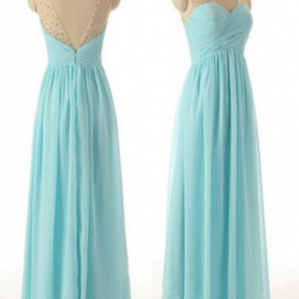 Blue Prom Dresses,a-line Prom Dress,beading Prom..