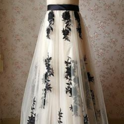 Long Prom Dress,tulle Prom Dress,lace Applique..