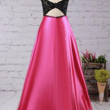 Custom Made Pink V-neckline Satin Bridesmaid..