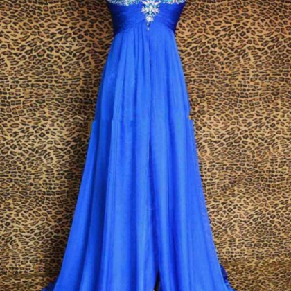 Real Image Royal Blue Evening Dresses Sweetheart..