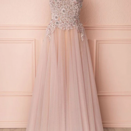 Glamour Spaghetti Straps Pink Backless Prom Dress..