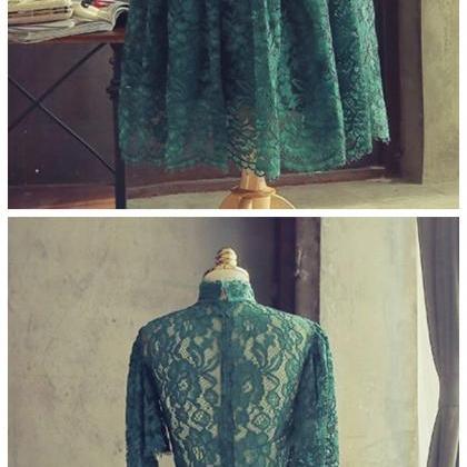 Green Lace Short Prom Dress Green Lace Homecoming..