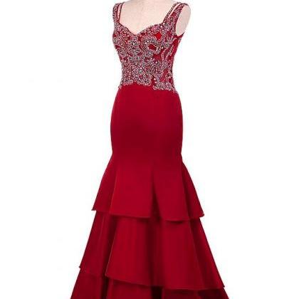 Sexy Mermaid V Neck Evening Dress Charming Evening Dress Y4898