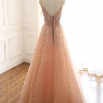 Sexy Straps Sleeveless Long Tulle Prom Dress With..