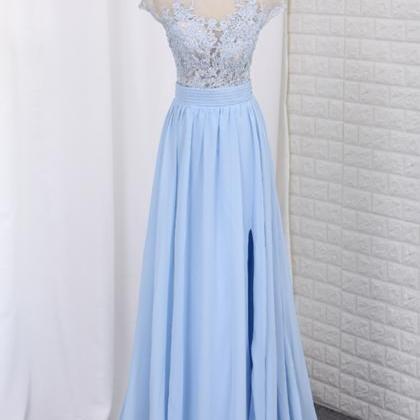 2019 Scoop Prom Dresses A Line Chiffon With..
