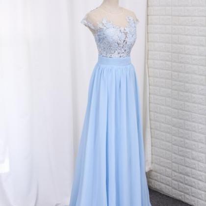 2019 Scoop Prom Dresses A Line Chiffon With..