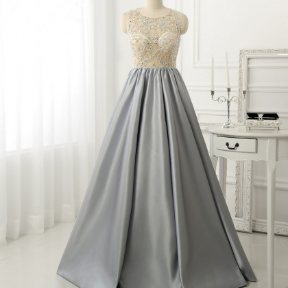 Custom Made Grey Chiffon Prom Dress,sexy Beading..