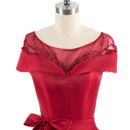 Red Shoulder Evening Dresses, Luxury..