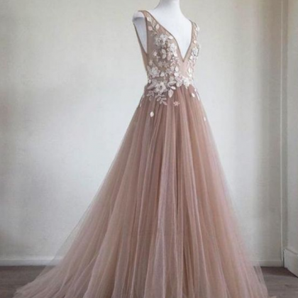 Pink Long Tulle Prom Dresses,formal Dress,prom..