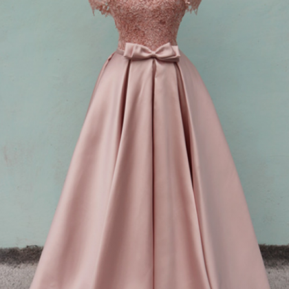Lace Evening Dress, Pink Prom Dresses,pink Evening..