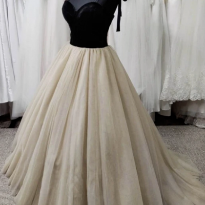 Black Velvet And Tulle Prom Dress Evening Dress
