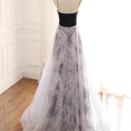 Straps Sweetheart Tulle Long Party Dress, Evening..