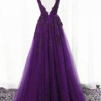 Tulle A-line Party Dress, Long Bridesmaid Dress