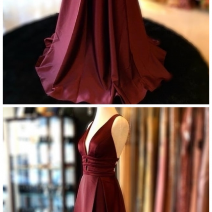 Sexy Long Prom Dresses V Neck Evening Gowns