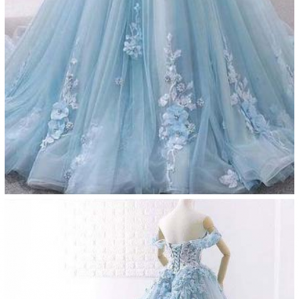 Ball Gown Delicate Florals Prom Gown Long Tulle..