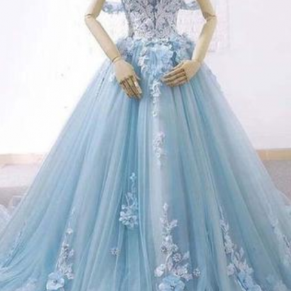 Ball Gown Delicate Florals Prom Gown Long Tulle..