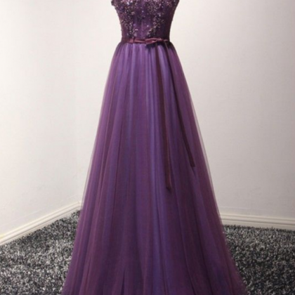 Long Tulle Evening Dress With Beading For Women