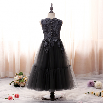 Flower Girl Dresses, Evening Dress Elegant Black..