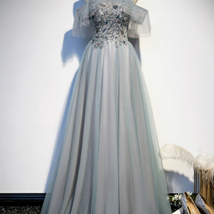 Tulle Beading Sequins Formal Prom Dress