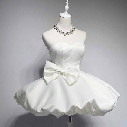White Prom Dress,bowknot Prom Dress,sweetheart..