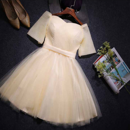 Charming Prom Dress,short Sleeve Prom Dress,mini..