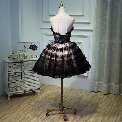 Short Style Evening Dress, Black Princess Dress,..