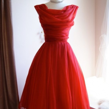Vintage Red Sleeveless Short Homecoming Dress