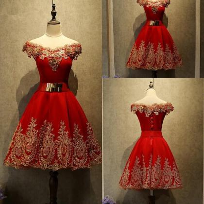 Red Off The Shoulder Lace A Line Homecoming..