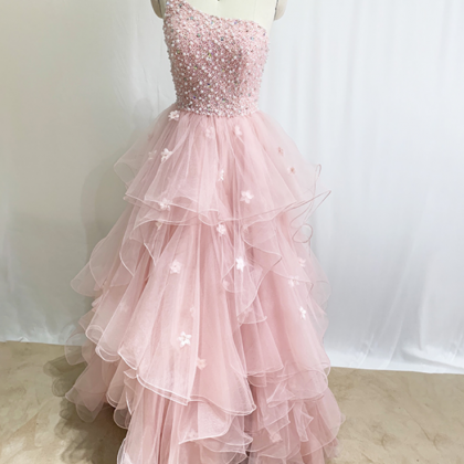 Prom Dresses,customized One - Shoulder Beaded..