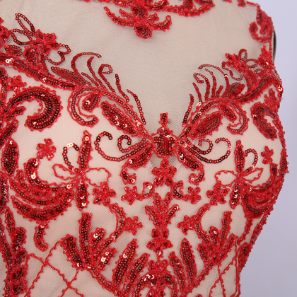Prom Dresses, Design Scoop Neckline Embroidery..