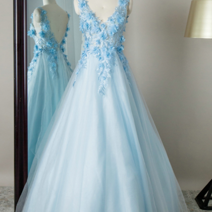 Prom Dresses,v Neck Tulle Balloon Gown Evening..