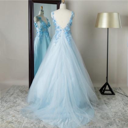 Prom Dresses,v Neck Tulle Balloon Gown Evening..