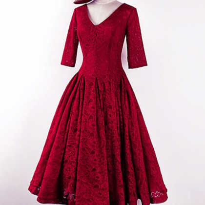 Homecoming Dresses,high Quality Burgundy Lace..