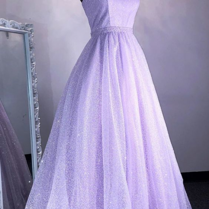 Princess Lavender Sequins Prom Dres..