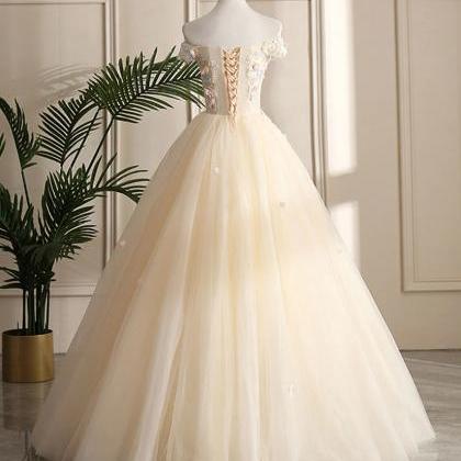 Prom Dresses,tulle Off Shoulder Lace Long Prom..