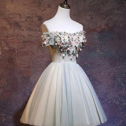 Homecoming Dresses, Tulle Lace Applique Short Prom..