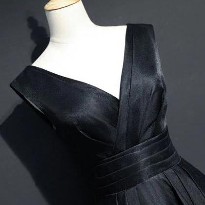 Prom Dresses,simple Black V Neck Long Prom Dress,..