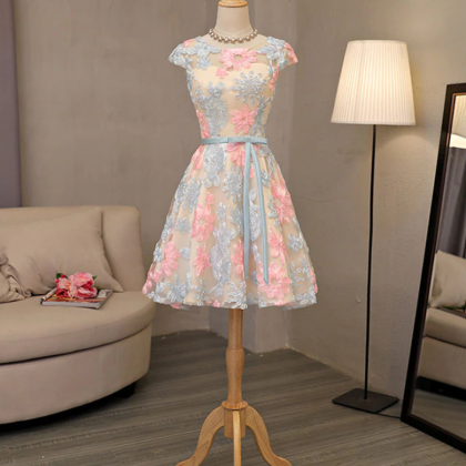 Homecoming Dresses,cute 3d Lace Short Prom Dress,..