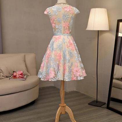 Homecoming Dresses,cute 3d Lace Short Prom Dress,..