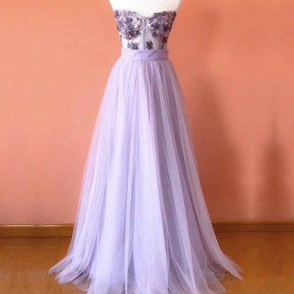 Prom Dresses,strapless Tulle Empire Dresses Lace..