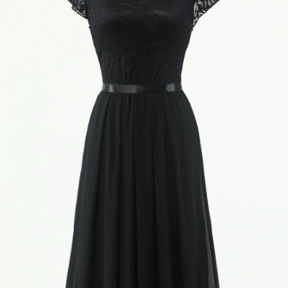 Classic A Line Black Party Dress With Lace
