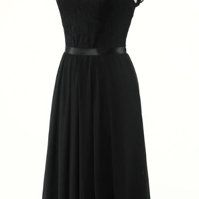 Classic A Line Black Party Dress With Lace
