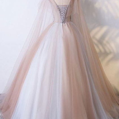 Prom Dresses,v Neck Tulle Prom Dress With..