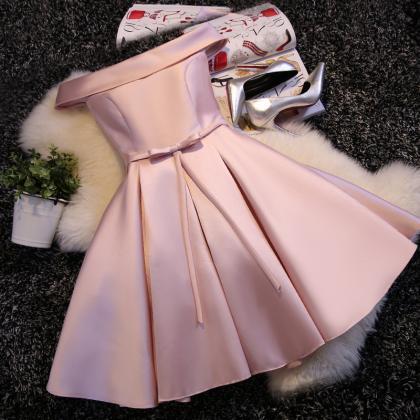 Cute Off Shoulder Satin Homecoming Dress, Party..