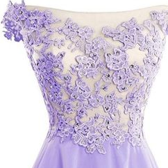 Cute Lavender Lace And Chiffon Short Party..