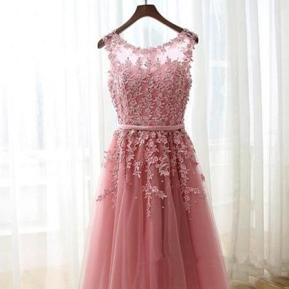 Lovely Pink Tulle Knee Length Short Prom Dresses,..