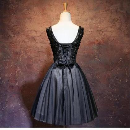 Black V-neckline Tulle With Lace Applique Party..