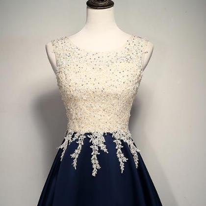 Cute Navy Blue Short Prom Dress , Homecoming Dress..